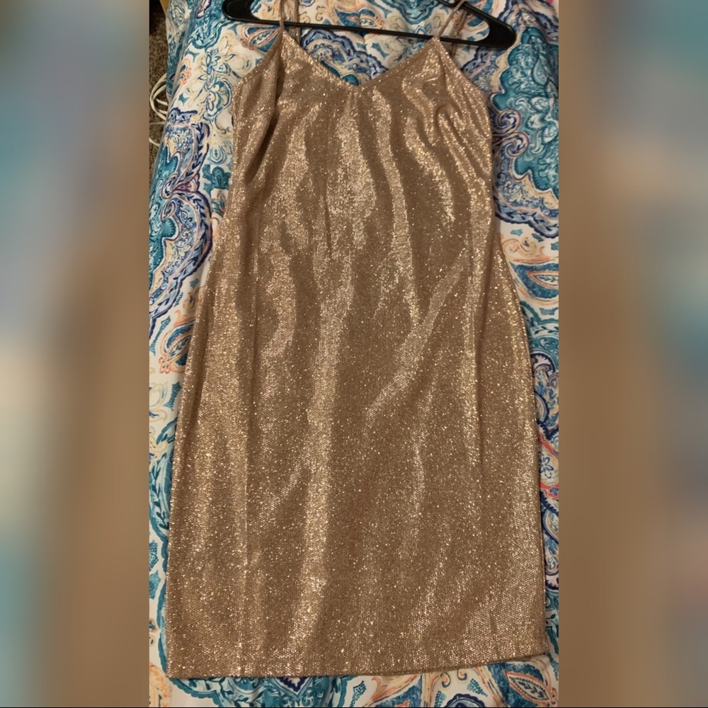 Gold mini dress